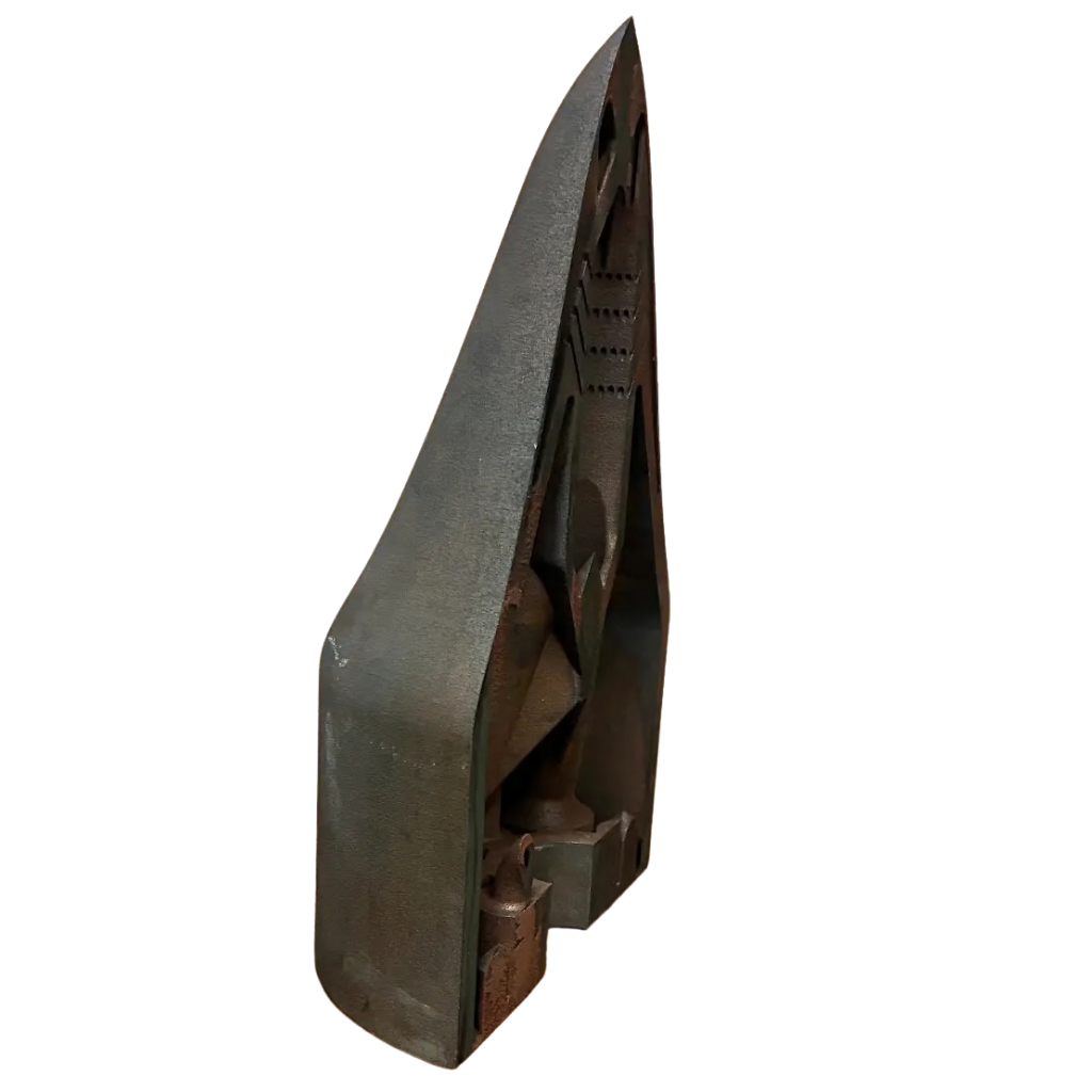 Side view of a sectioned rocket shaped part, its smooth outer shell printed in one piece